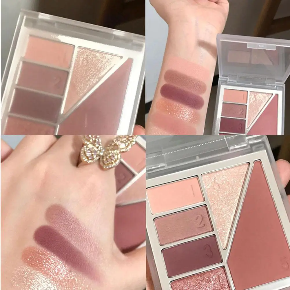 Paleta de sombras de ojos, 6 colores, rosa, perlado, mate, cosméticos, brillo, pigmentos de maquillaje, sombra de ojos brillante Y1M1