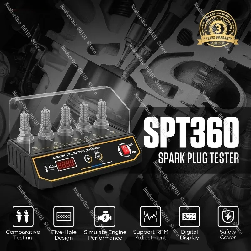 Adjustable Range 200rpm~9000rpm for Simulate Automotive Engine Speed Car Spark Plug Tester Detector with 5 Holes