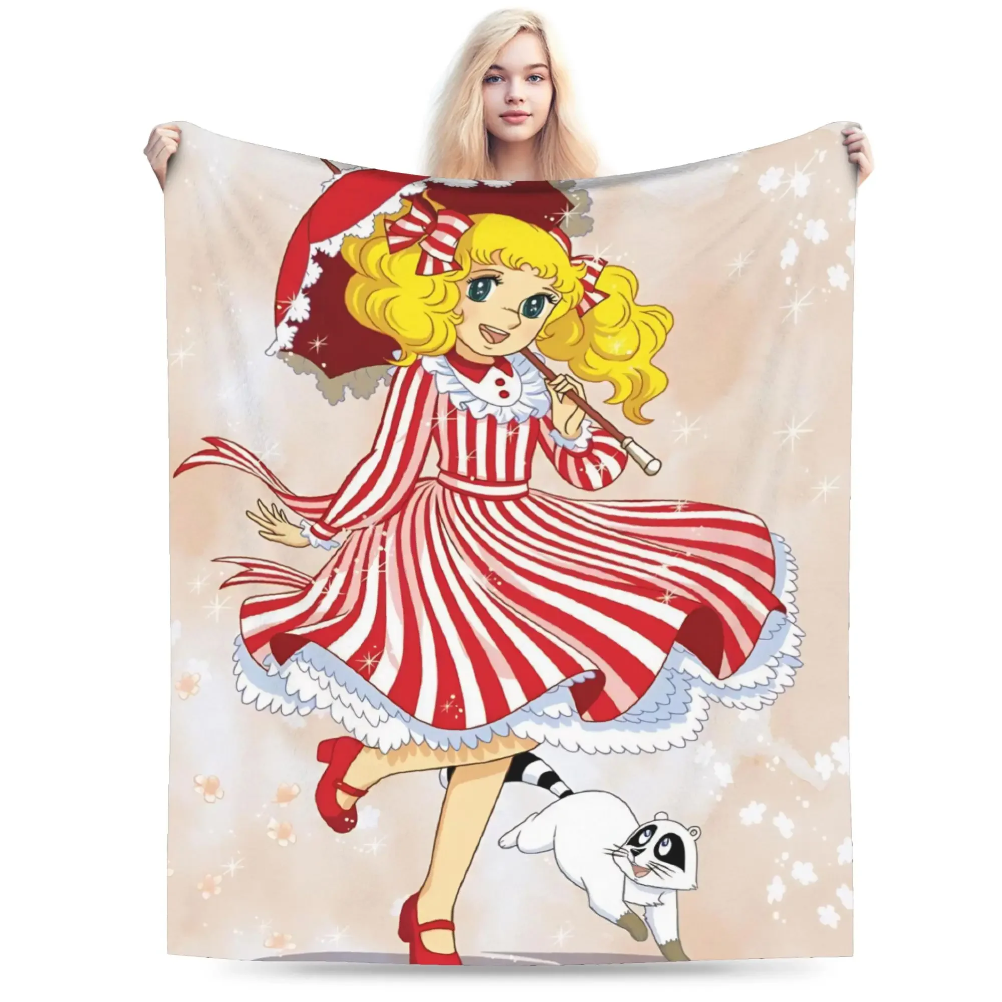 

Candy Candy Soft Plush Blanket for Kids Flannel Bedspread for Sofa Bed Living Room Cute Street Trend Throw