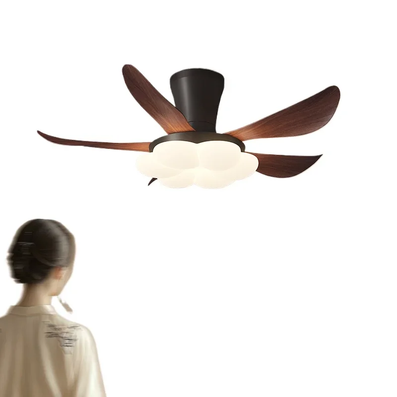 

Medieval walnut solid wood fan light New Chinese silent bedroom study living room ceiling fan light