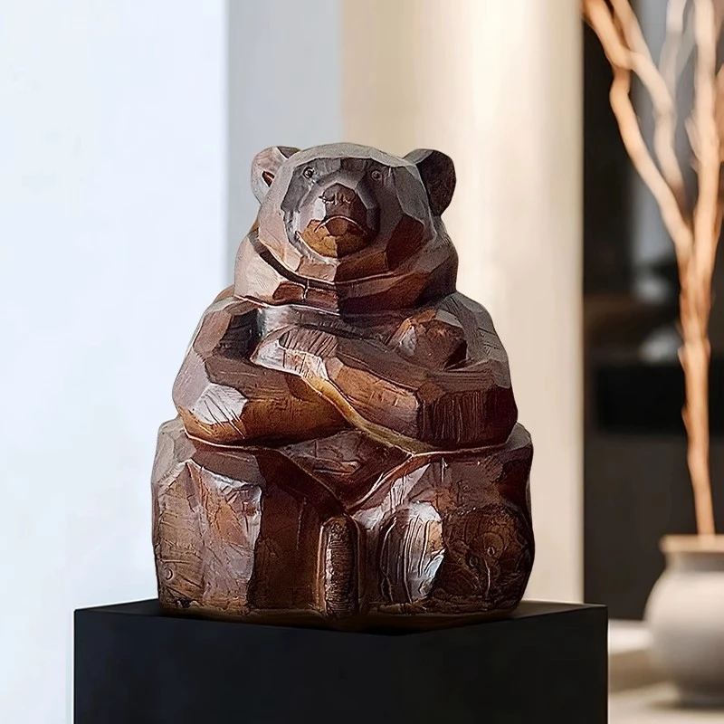 

‌Vintage Carved Style Brown Bear Sculpture Large Size Home Entryway Decor Art Statue Grizzly Bear ornament