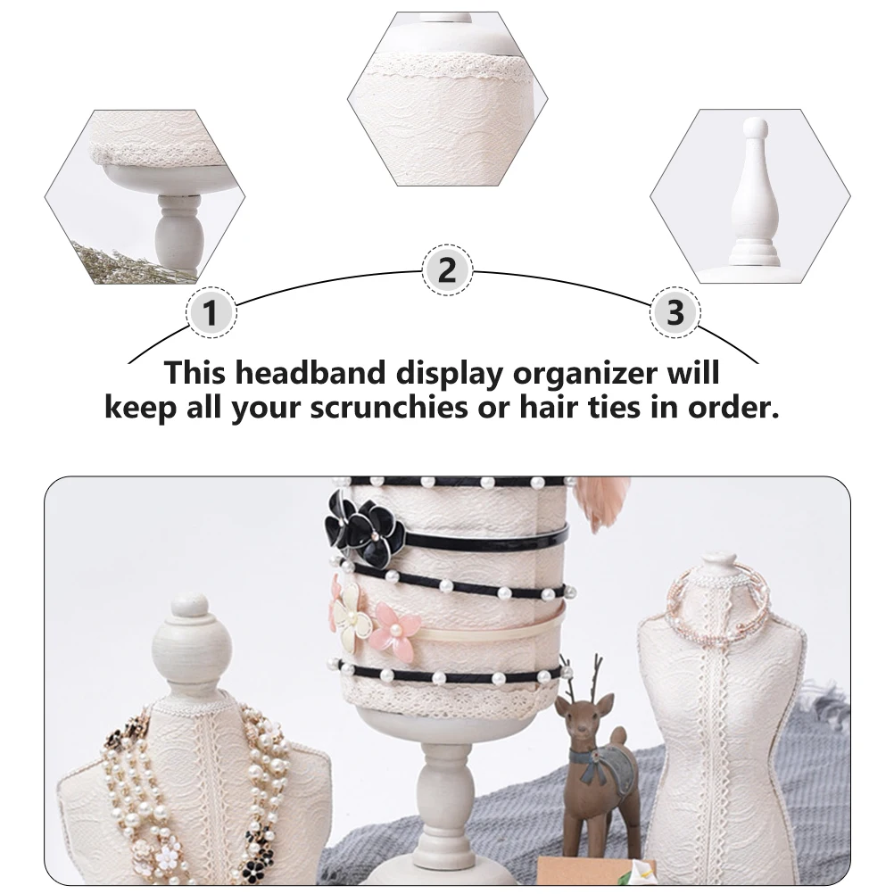 

Lace Headband Stand Jewelry Display Rack for Baby Girl White Hairband Holder Headpiece Organizer Storage Solution