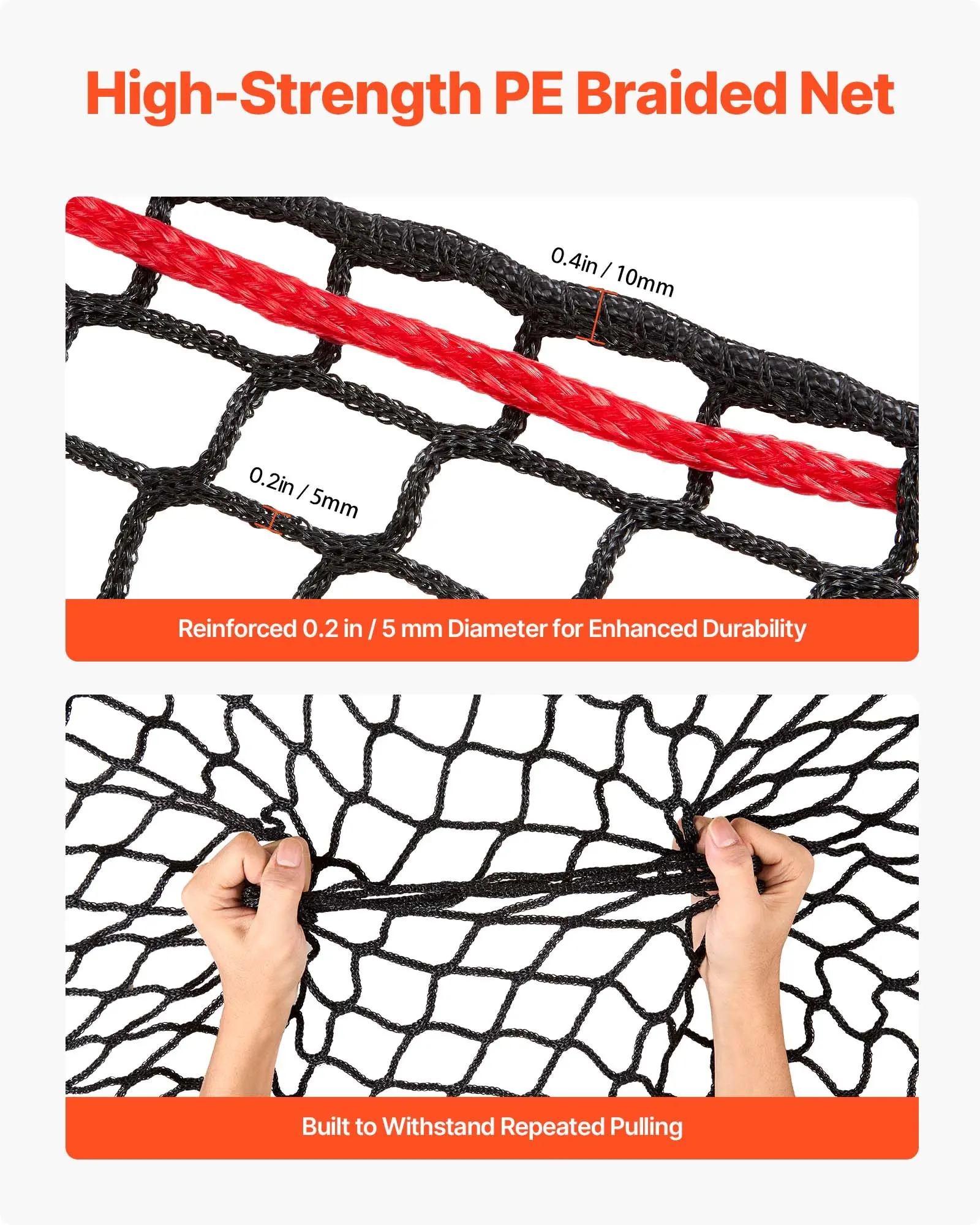 

Round Bale Hay Net, 4.92 X 4.92 X 4.92 Ft, 1.65 Inch Holes, PE Material, Knotless Design, With Self-Locking Zip Ties, Needle