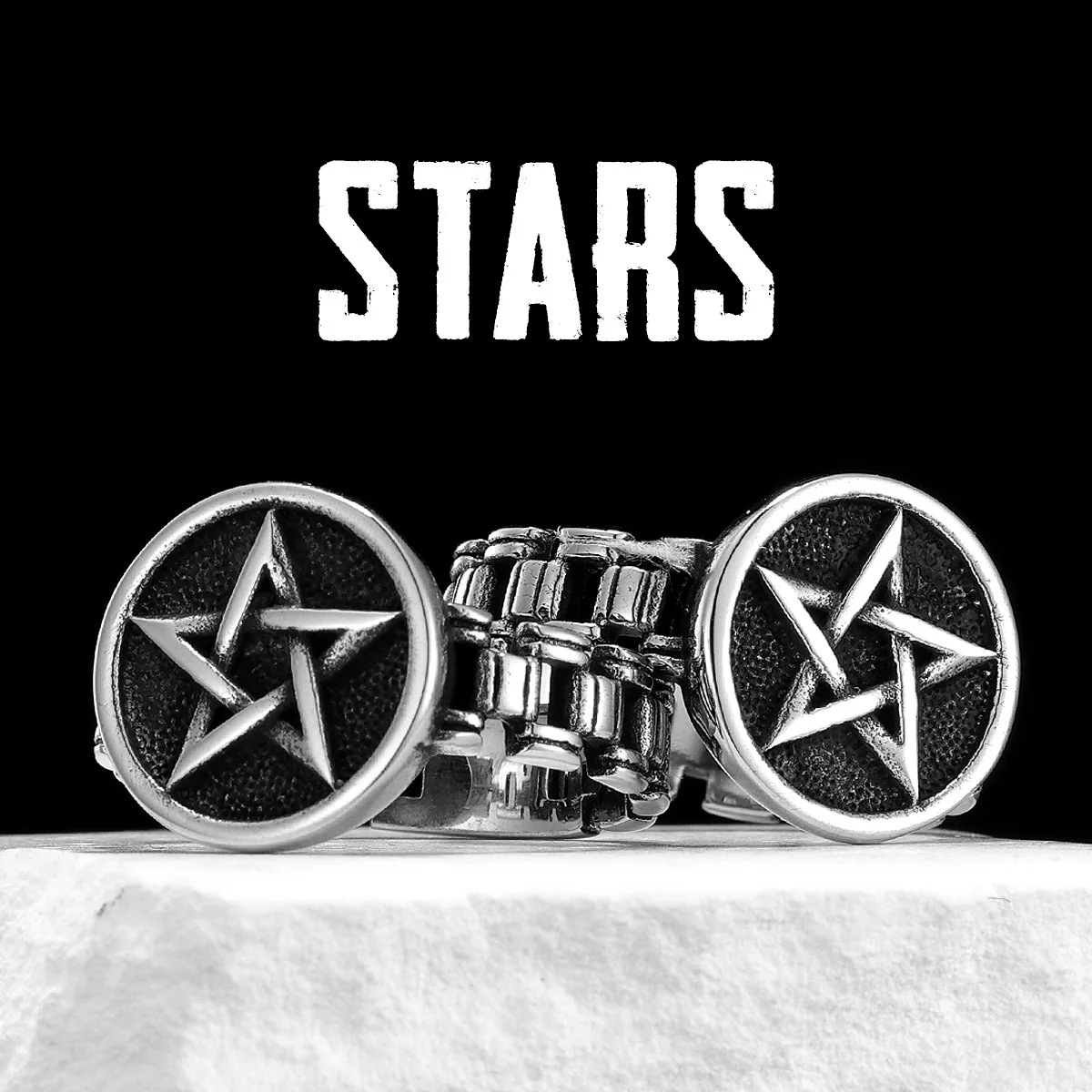 Stars Watch Band Stainless Steel Men Rings Punk New Trendy For Male Women Fashion Jewelry Creativity Gift Wholesale Dropshiping