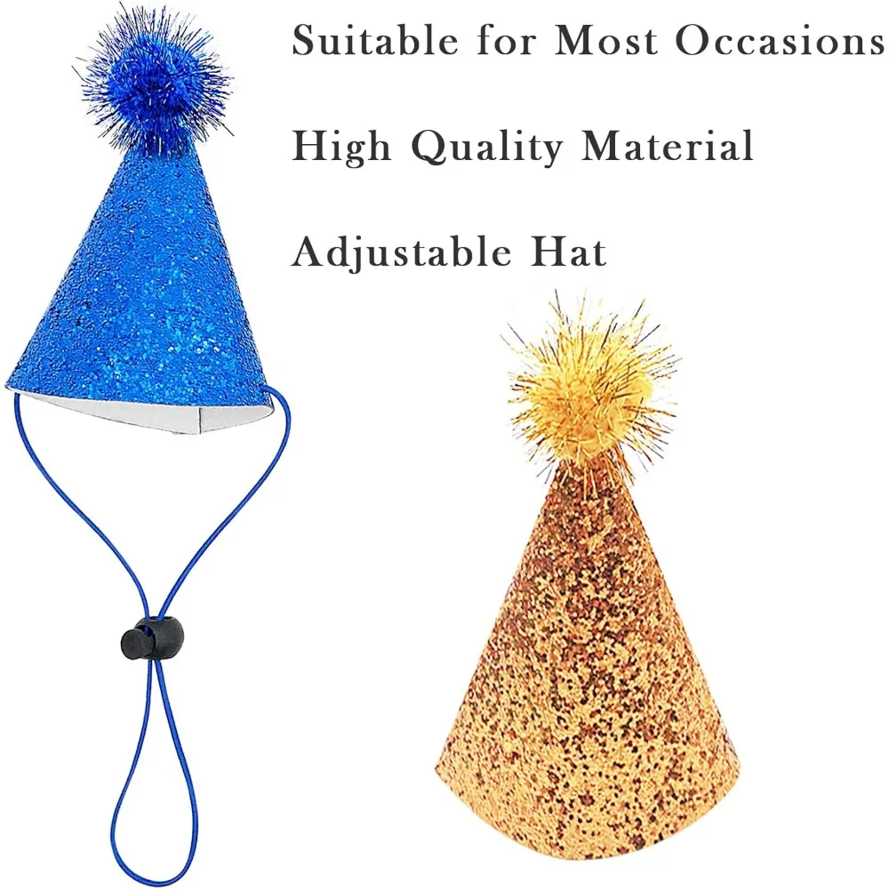 10Pcs Kids Cone Party Hat with Pom Pom Birthday Hat, Reusable, Holiday Glitter Crayon Hat, DIY Decorations for Adults and Kids