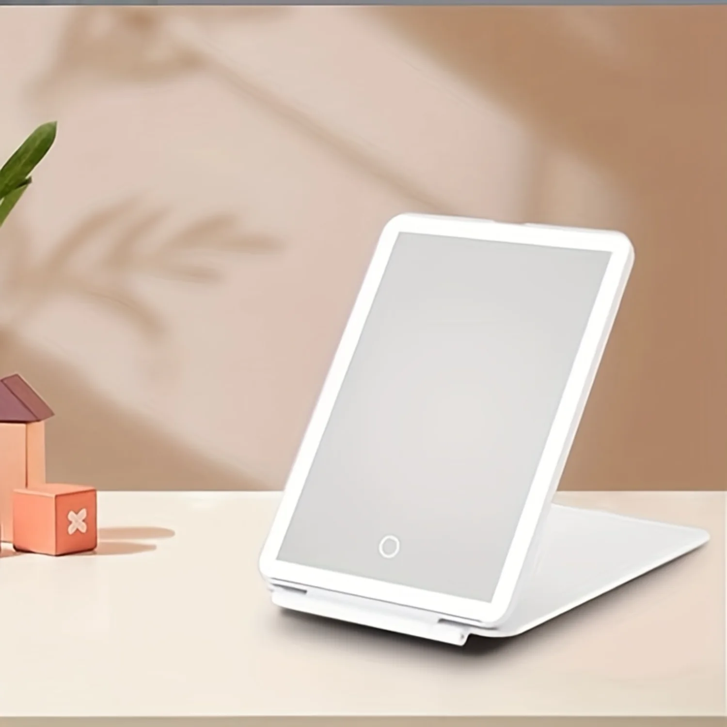 Radiant Glamour Rechargeable LED Vanity Mirror - 80 Bright Lights, 3-Color Settings, Dimmable Touchscreen, Portable & Foldable f