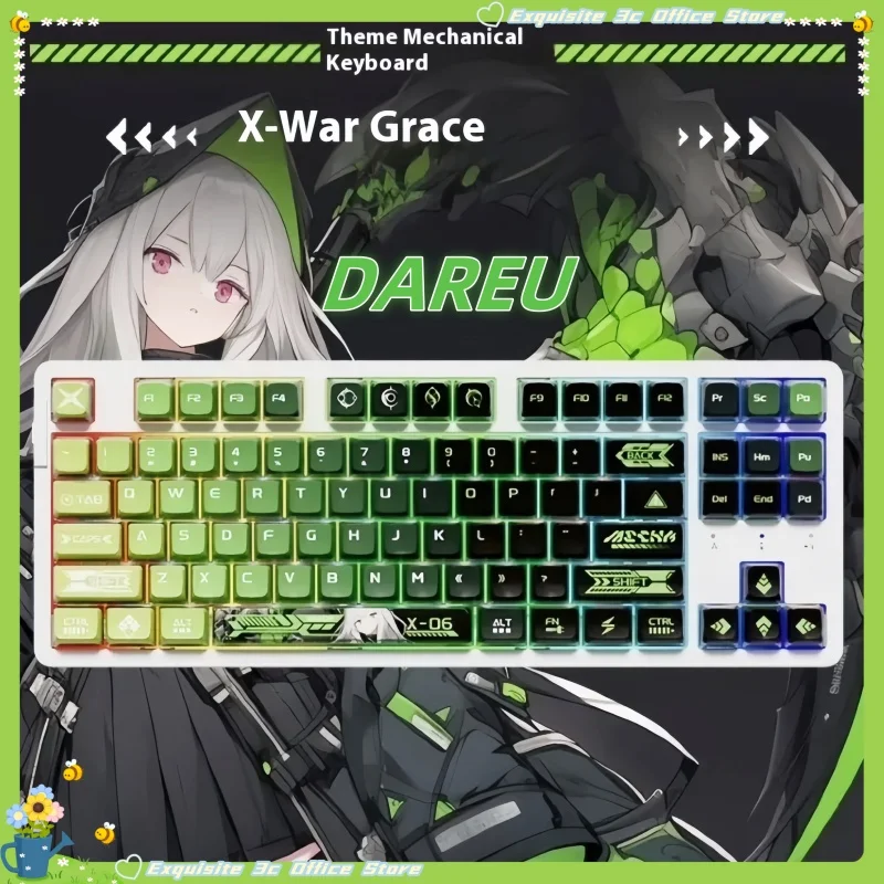 DAREU Ek87pro Wired 2.4GHZ Bluetooth 87key 3 Mode Gasket Structure Single Key Slot Rgb Custom Game Mechanical Keyboard Computer