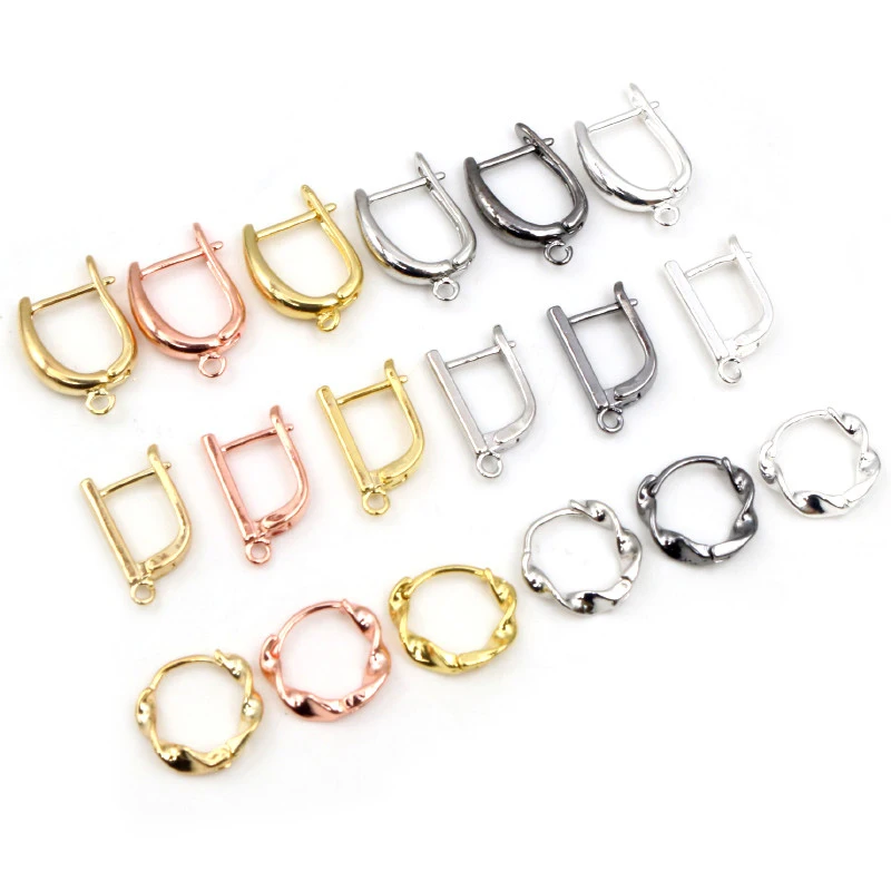 10pcs Gold Color French Earring Hooks Lever Back Open Loop Setting for DIY Earring Clips Clasp Jewelry Making Accessories