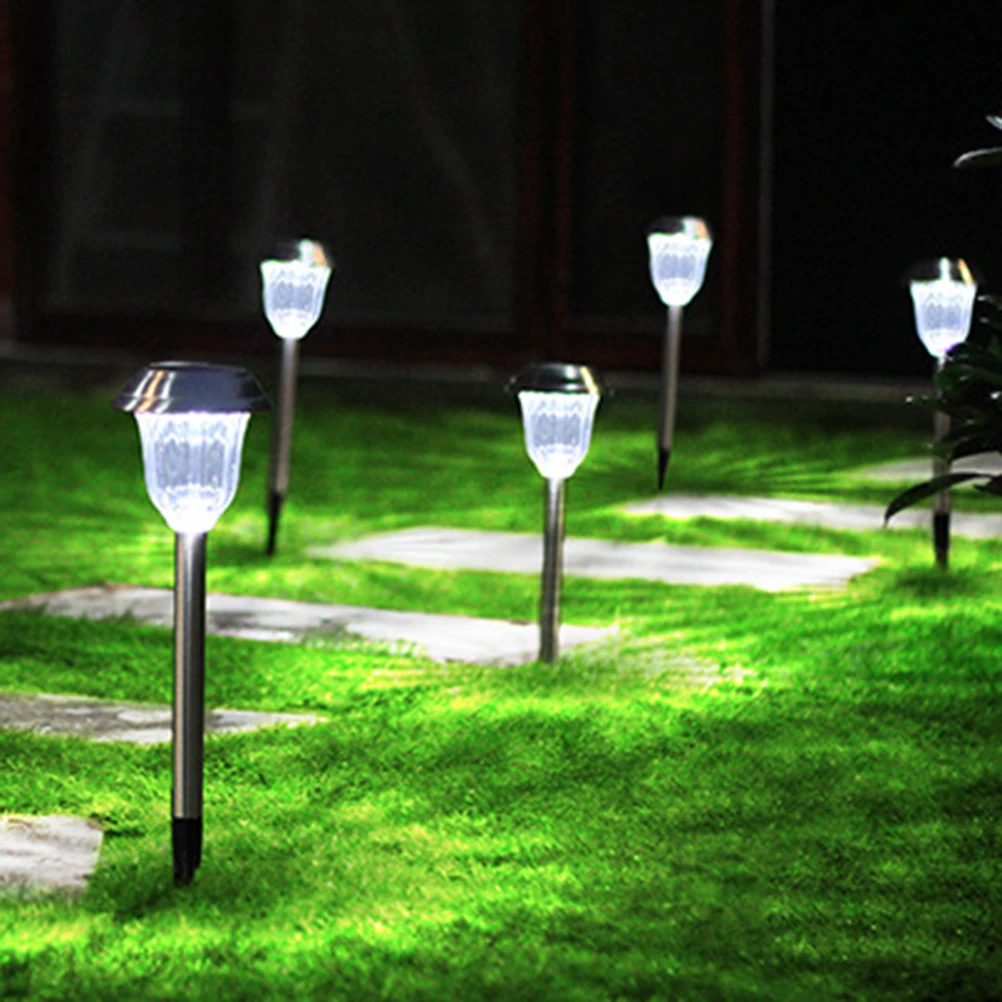 2PCS Edelstahl Solar Rasen Licht Garten Hof Im Freien Wasserdichte Landschaft Licht Boden Stecker Licht