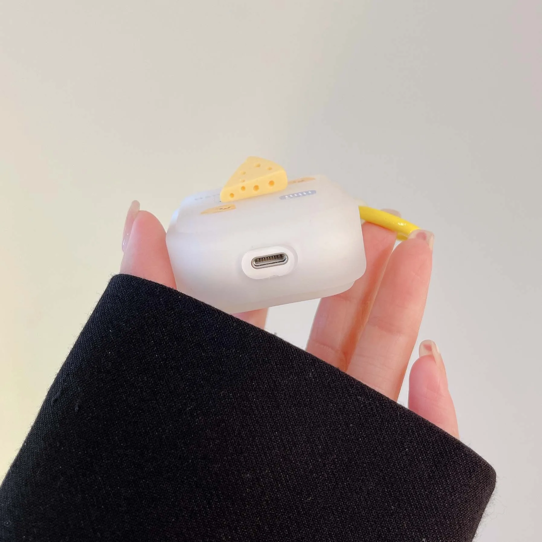 Cheese-caja de carga inalámbrica Bluetooth para apple airpods pro 2 3 1, llavero de silicona suave, caja de auriculares de dibujos animados, comida dulce
