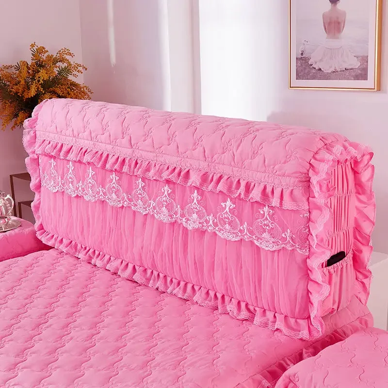 Korean Lace Bedside Cover Home Decor Bedding Comforter All Inclusive Headboard Cover Princess Thickened Cotton Bed Spreads