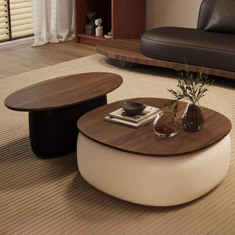 Living Room Furniture Multifunctional Coffee Mesas Storage Space Coffee Table Nordic Modern Velvet Leather Round Coffee Tables
