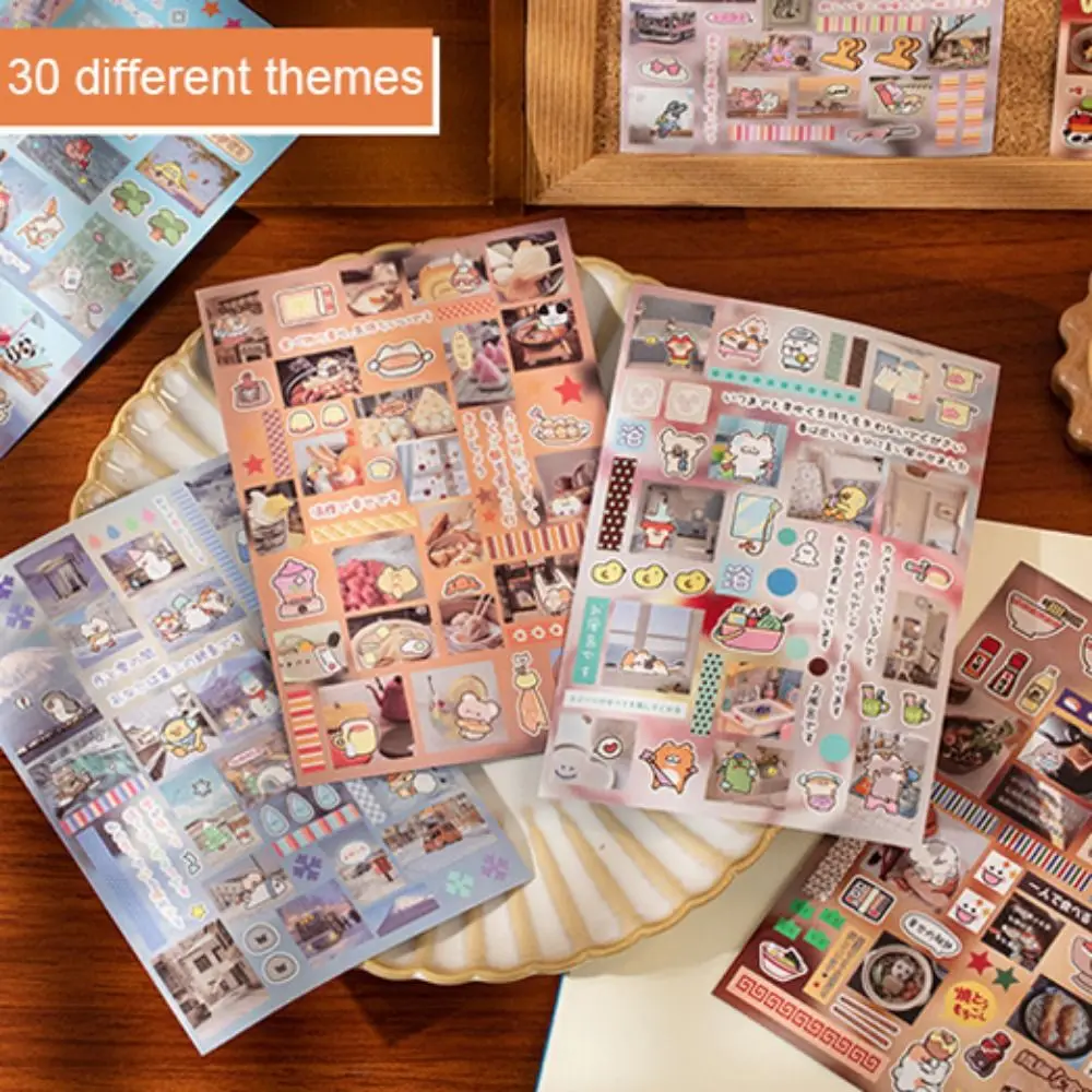 30 Sheets Street Corner Sticker Book DIY Crafts Self-Adhesive Scrapbook Sticker Pre-Cut Diy Decorative Sticker Diary Decoration