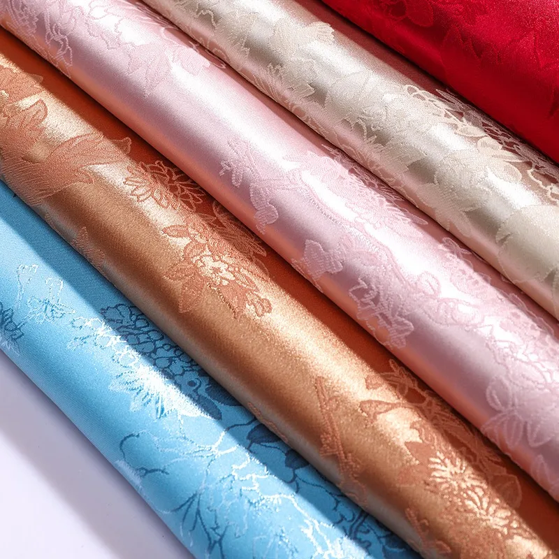 1Meter Jacquard Imitation Acetate Satin Fabric Soft Silk Silk Fabric Clothing Cheongsam Fabric