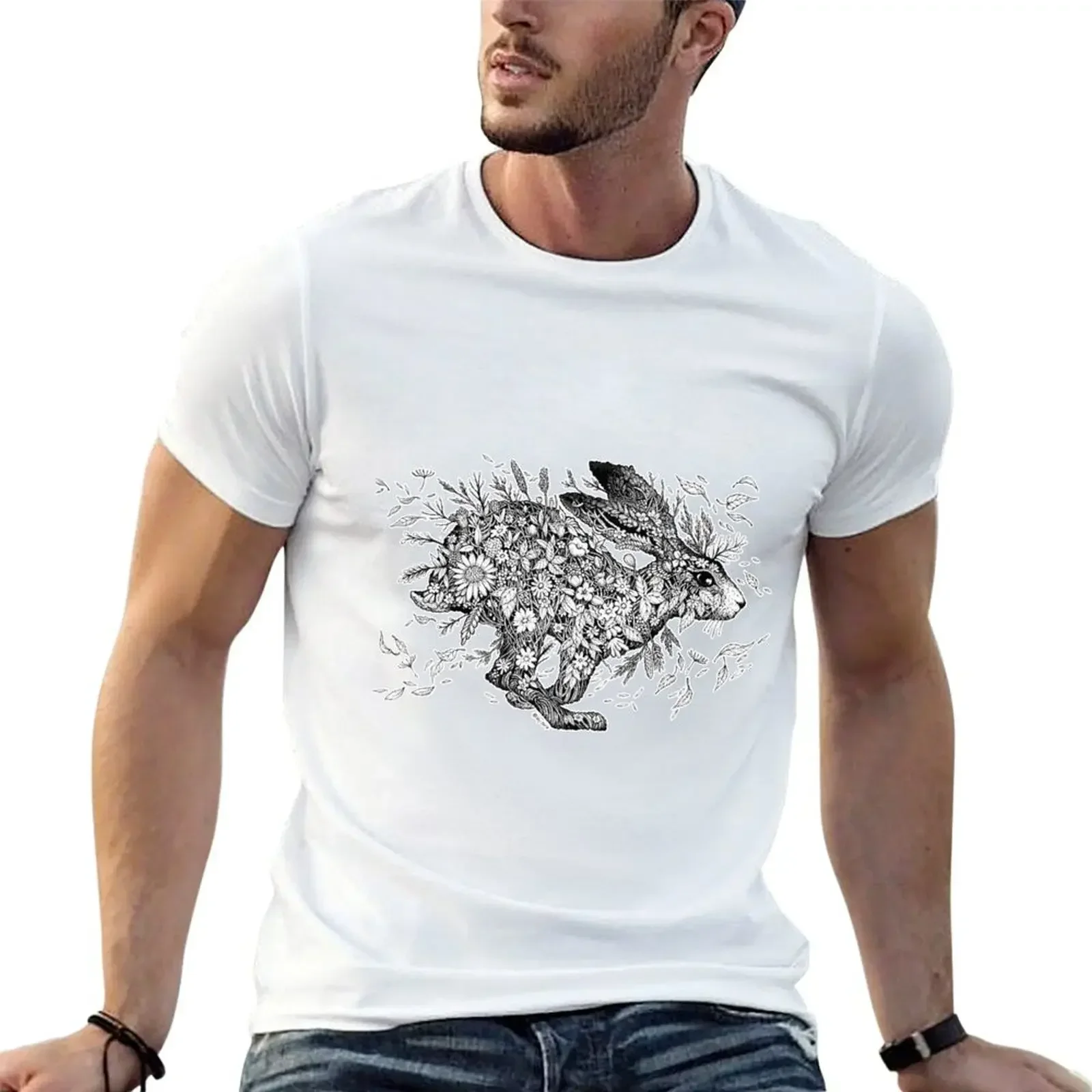 Meadow Hare T-Shirt oversized t shirt vintage t shirts for men cotton