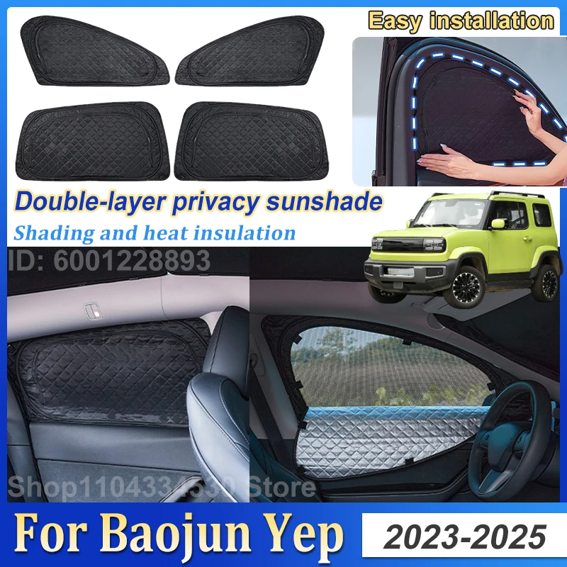 Double Layer Sun Shade For Baojun Yep Accessories 2023 2024 2025 Car Mesh Camp Sunshades Sunscreen Window Privacy Visor Body Kit