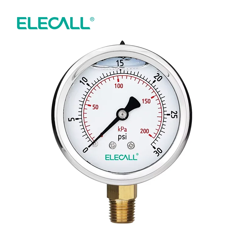 

Манометр ELECALL 0-30/0-100 фунтов на кв. дюйм, 1/4” NPT, для измерения давления воды, газа, воздуха, гидравлических систем, с глицериновым наполнением