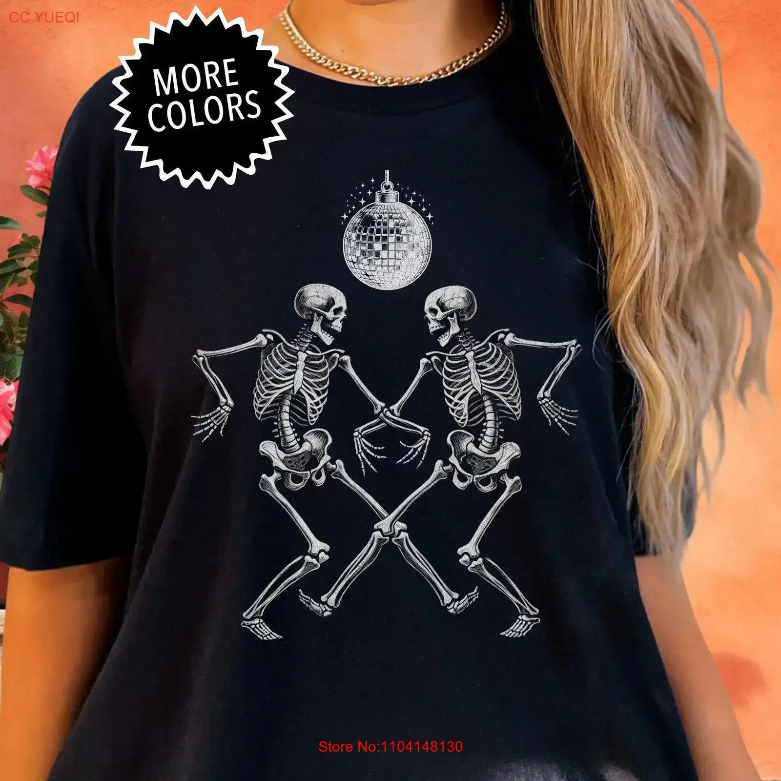 Dancing Skeletons T Shirt Halloween Skeleton Dance Funny Disco Spookyseason  vintage Washed Slightly Stylish Versatile