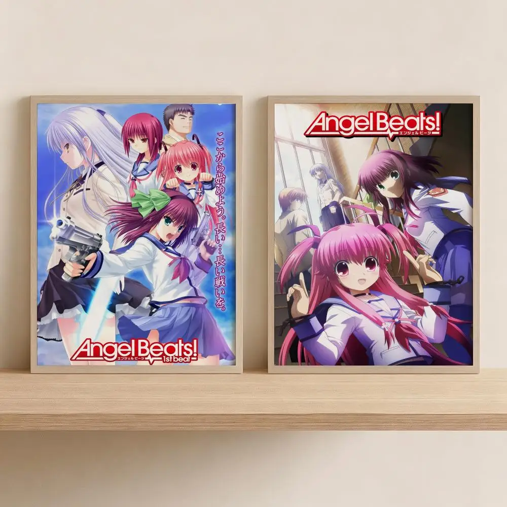 A-Angel Beats Anime Painting Calligraphy Canvas Wall Art for Bedroom & Living Room Decor | Home Gift Painting
