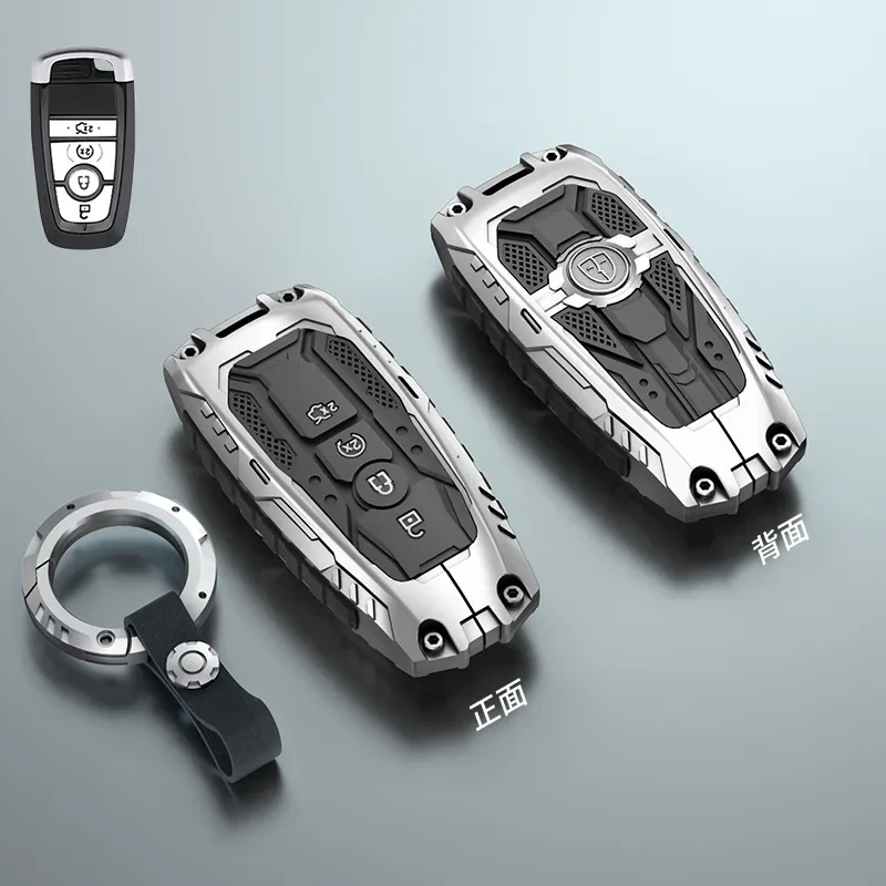 Alloy Car Key Case Cover Keychain Holder Fob Protector for Ford Mondeo Lincoln Aviator Navigator F150 Raptor Focus Keyring Bag