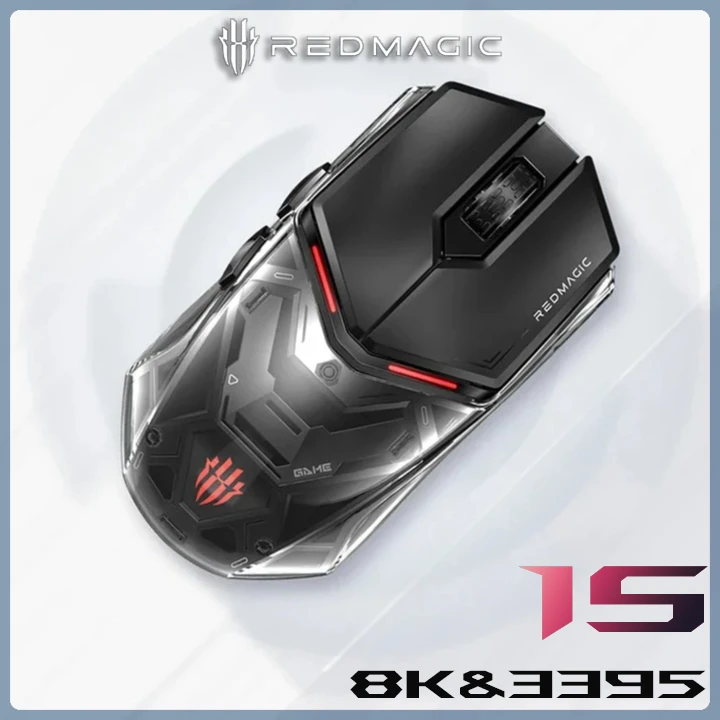 

Беспроводная мышь Redmagic 1S PAW3395, двухрежимная, 26000 точек на дюйм, 8K RGB для игровой мыши для киберспорта, легкая, 0,125 мс, с низкой задержкой