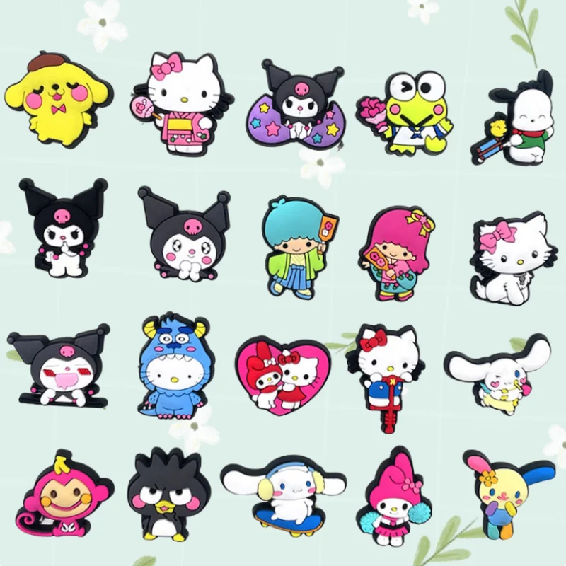 

20pcs Sanrio Cartoon PVC Shoe Charms Classic Clog Fit Band Bracelets Single Sale Accessory Decoration Buckles for Shoe Decoratio