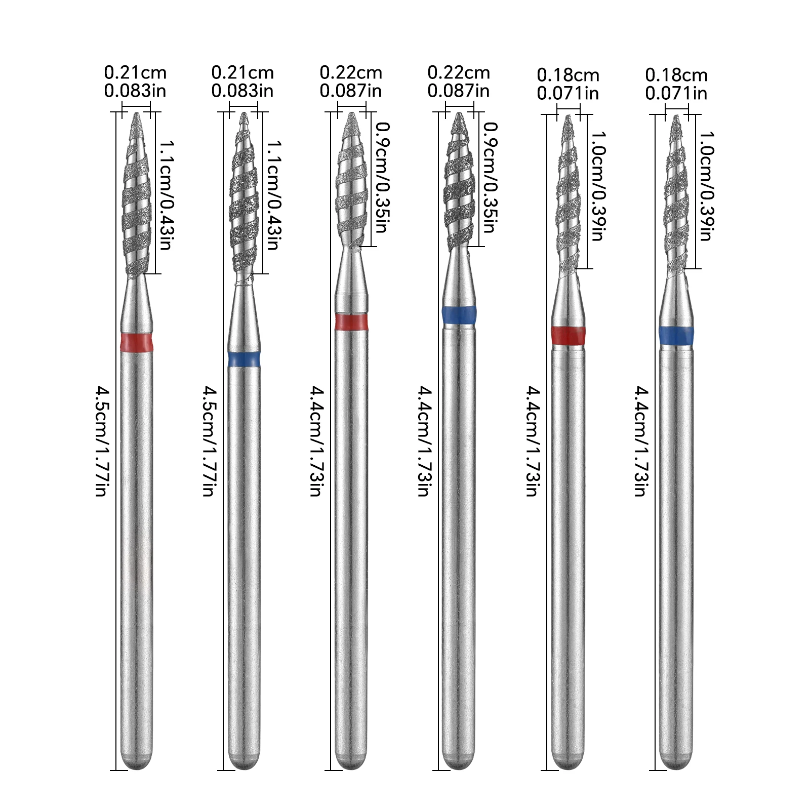 10 szt. Zestaw frezów do paznokci, frez do skórek do frezarki do paznokci 1,5 mm, profesjonalny polerujący frez diamentowy, akcesoria do manicure