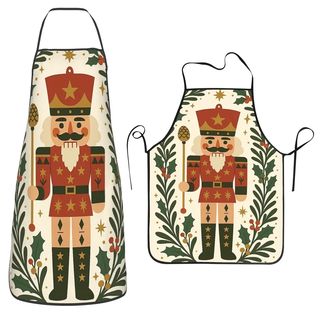 Christmas Nutcrackers Soldier Pattern Apron Chef Cooking Tablier Sleeveless Bib Kitchen Cleaning Pinafore for Women Men Painting