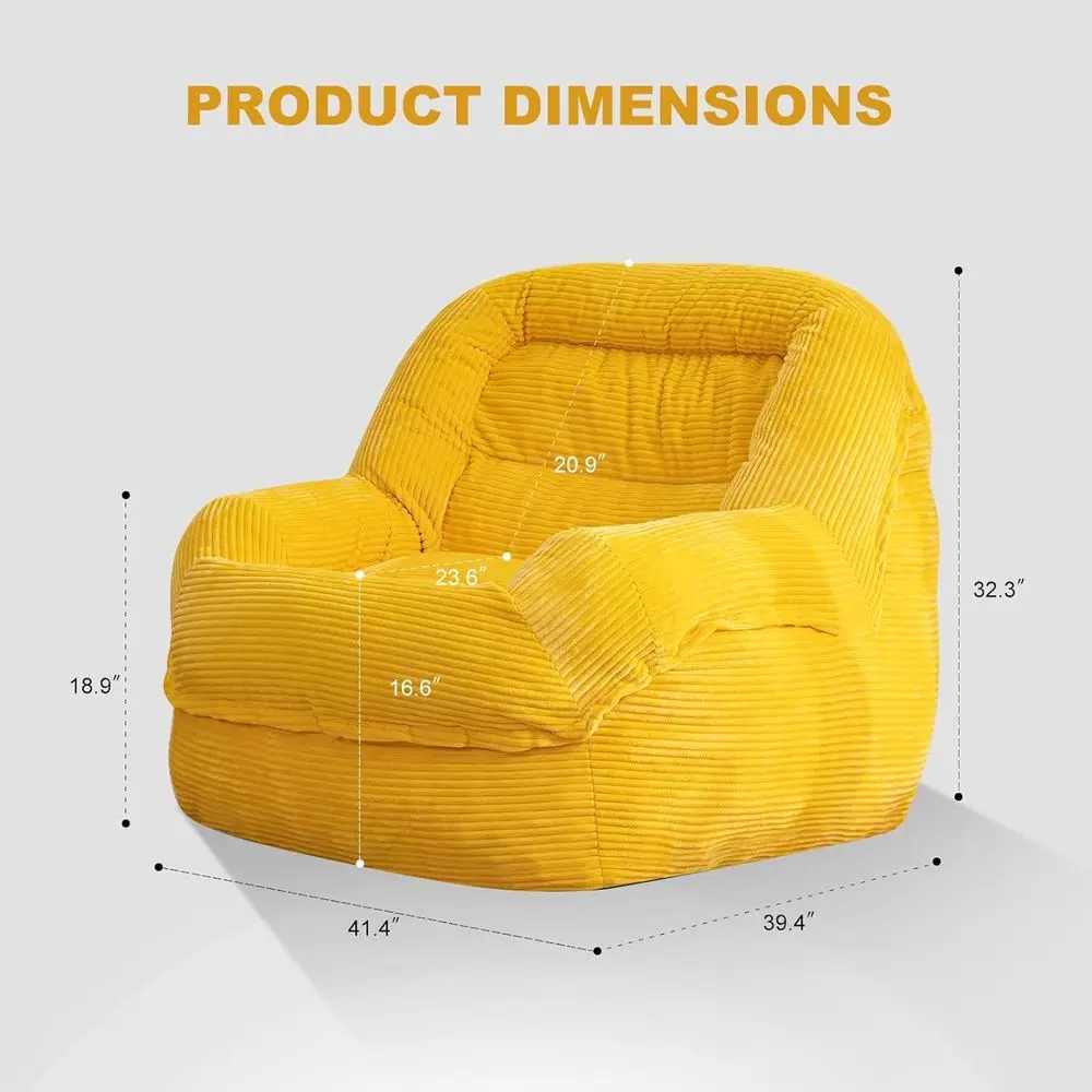 كرسي بين باج سروال قصير كبير الحجم مع مساند للذراعين - حشوة إسفنجية عالية المرونة، مثالي للبالغين، غرفة المعيشة، غرفة النوم، الألعاب #2