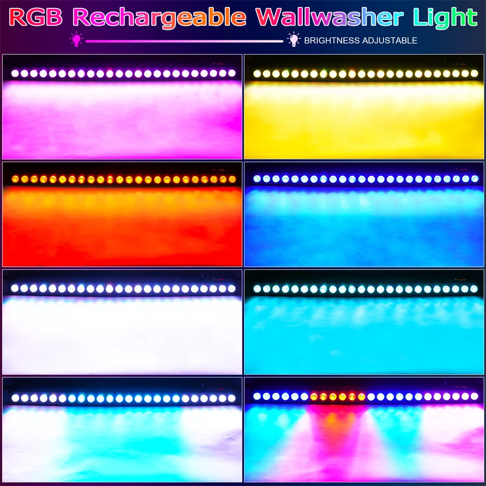 DayFlicker 80W Battery RGB 3in Wall Washer Light 5/8/14/26/50CH Channel Suitable for for Home Parties KTV Clubs Bars Weddings DJ