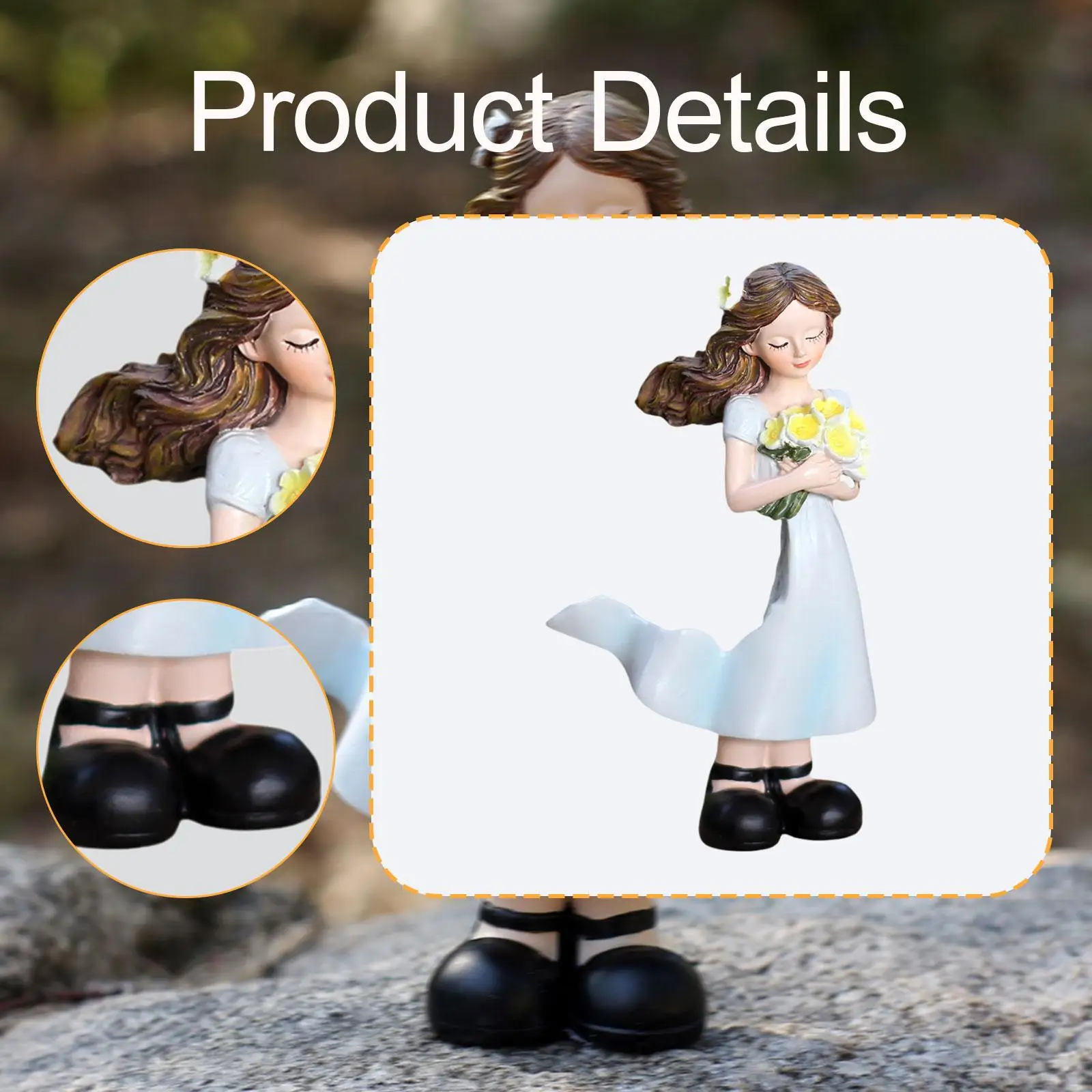 Girl Statue Resin Figurine Gift for Home Decor Ornament Sculpture Artwork for Desktop Bedroom Housewarming Bookshelf Living Room