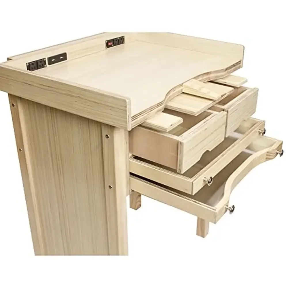 Établi en bois pour bijoutiers, banc de rangement pour outils exécutifs, station intelligente, table d'artisanat pour l'extérieur et l'intérieur