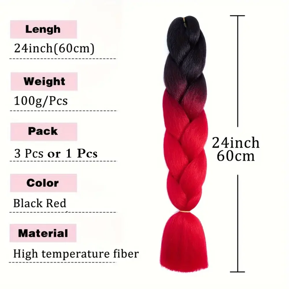 Jumbo Braiding Hair Extensions 24 Inch High Temperature Synthetic Fiber 1/3 Pcs Braiding Hair Twist Crochet Braids Pre Stretched