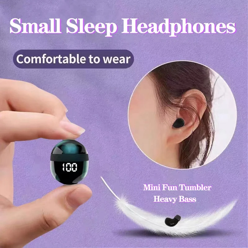 Wireless Bluetooth Earphones Heavy Bass Sleep Headphones With Mic Sports Earbuds Noise Reduction Headset For Smartphone