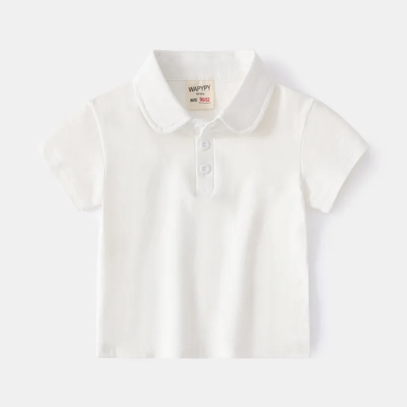 Camisa polo respirável infantil, gola virada para baixo, camiseta listrada, manga curta, tops de algodão, roupas para meninos, verão