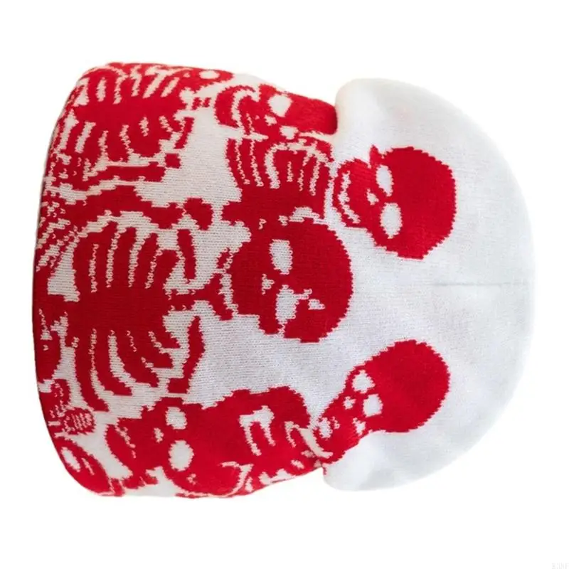 K3NF remaja dewasa halloween jacquard rajutan topi musim dingin bersepeda topi tahan angin