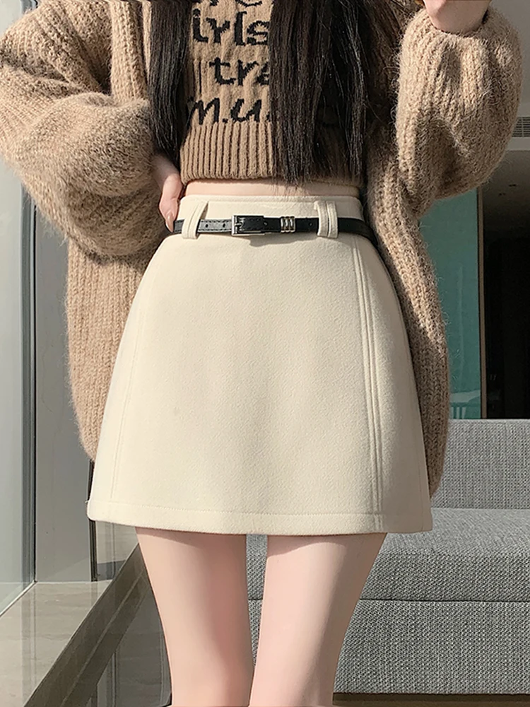 

Faionable Tweed Skirt Women's Winter New High Waist Slim A-Line Casual Skirt Trendy Girl Versatile Leisure Skirt