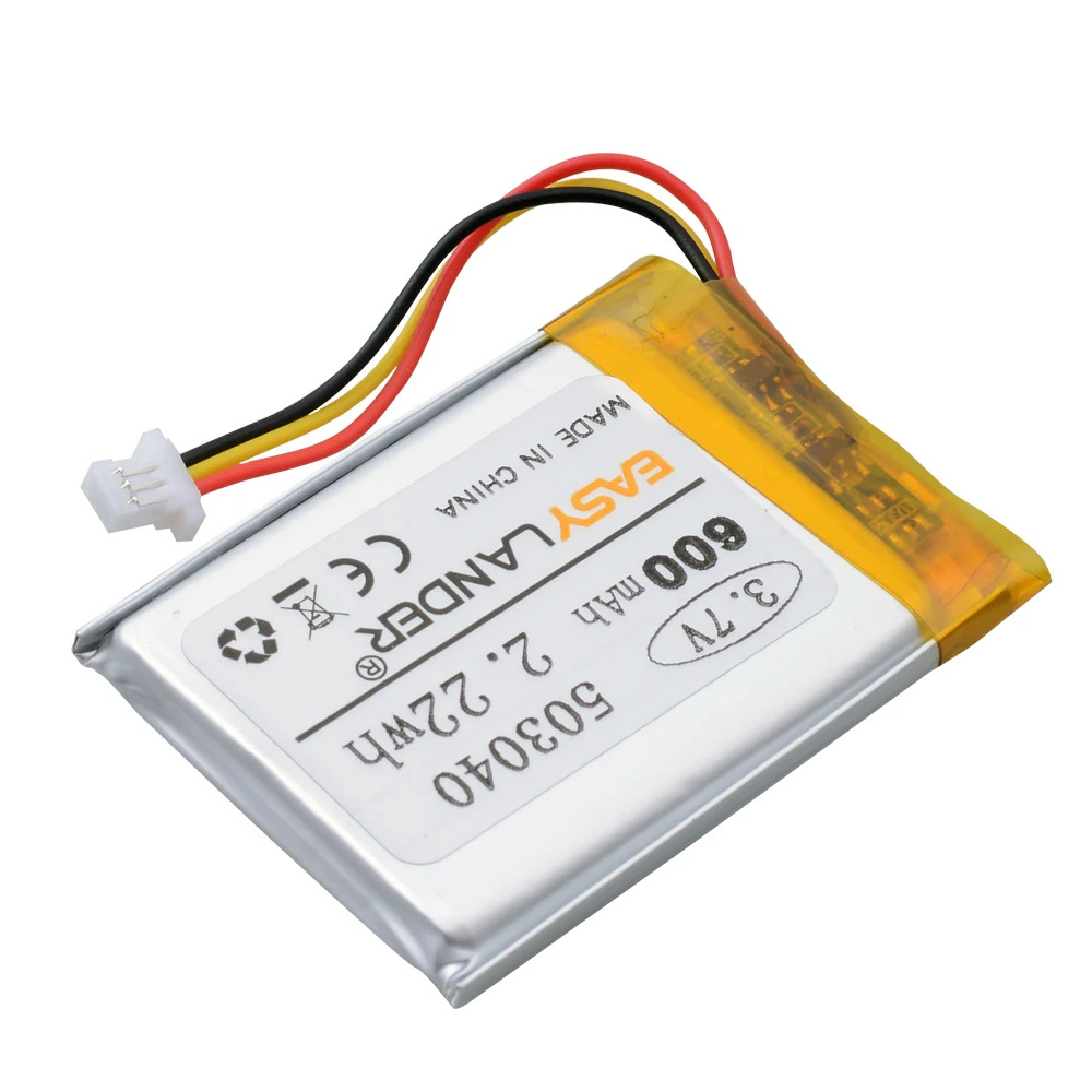 503040 3.7V 600mAh Lipo Rechargeable battery with JST 1.0mm 3 Pin Connector Lithium Polymer For Mp3 DVD Camera GPS Bluetooth