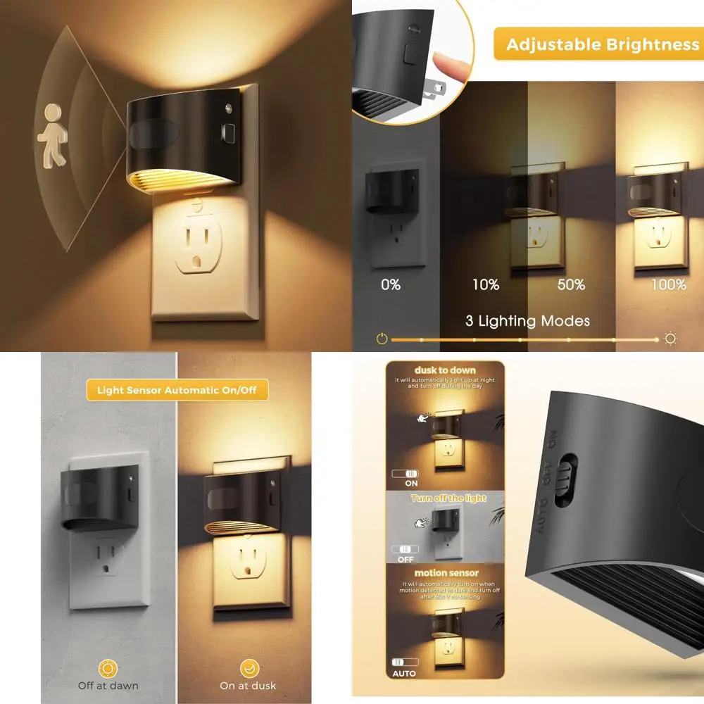 

Ночник с датчиком движения, ночные светильники, подключи к стене с регулируемой яркостью, светодиодный ночник с активированным движением, мягкий 3000k