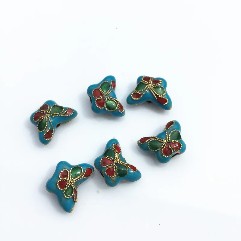 50Pcs DIY Cloisonne Filigree Small Butterfly Beads Jewelry Making DIY Enamel Accessories Chinese Intangible Cultural Heritage