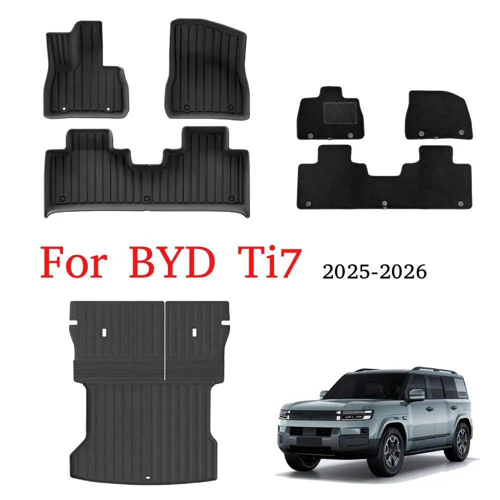 Alfombrillas de TPE para BYD Ti7 2025 2026, protección para todo tipo de clima, revestimiento de carga, alfombrilla de maletero, protector de respaldo para BYD Fangcheng Leopard Ti7