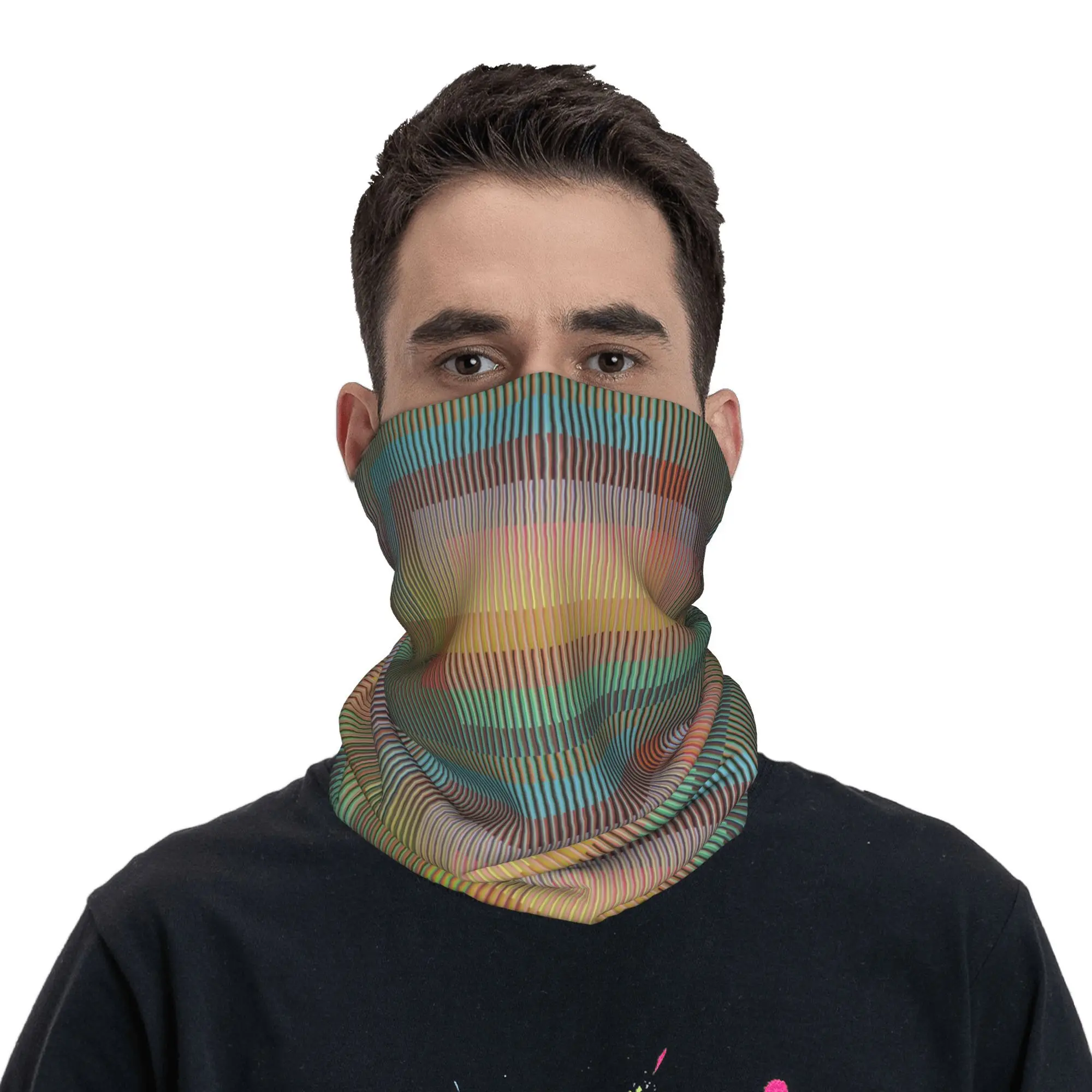 

Carlos Cruz-Diez Bandana Neck Gaiter Printed Wrap Scarf Warm Face Mask Hiking Fishing For Men Women Adult Windproof