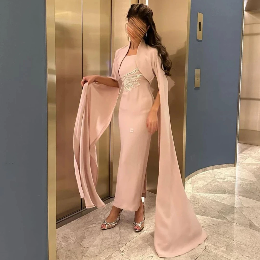 Jirocum Arabia Saudita eleganti abiti da ballo a sirena da donna senza spalline con perline abito da sera per feste abito da cerimonia formale alla caviglia