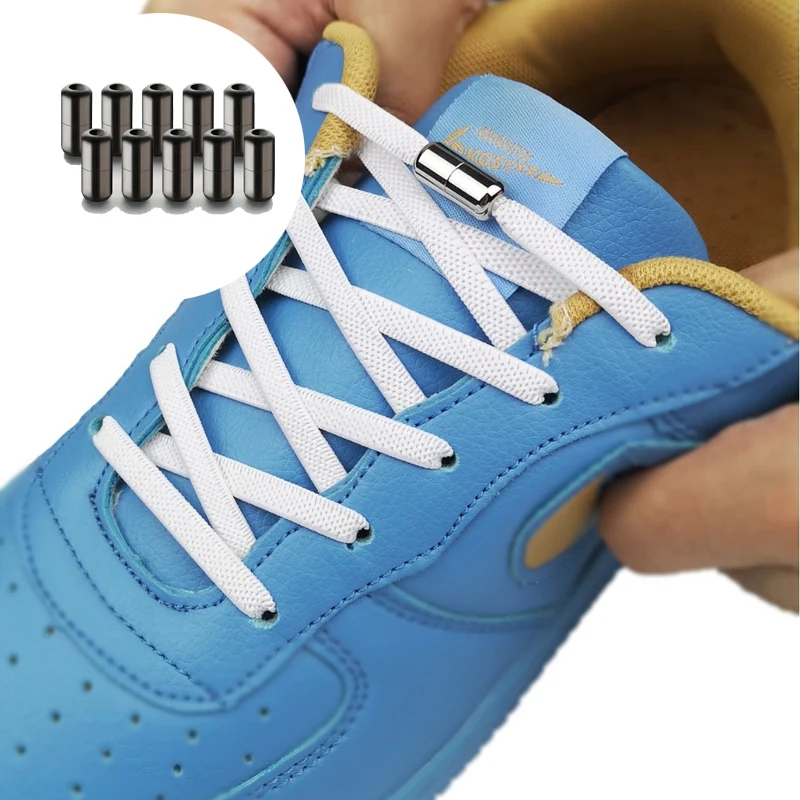 5 Pairs Premium Metal No Tie Shoe Laces Lock Unisex Creative Fast Put on And Take Off Safety Lazy Laces Accessories