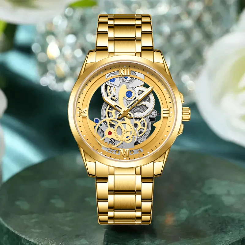 LIGE Ladies Wristwatch Luxury Waterproof Luminous Golden  Watch For Women Dress Stainless Steel Quartz Women's Watches+Box