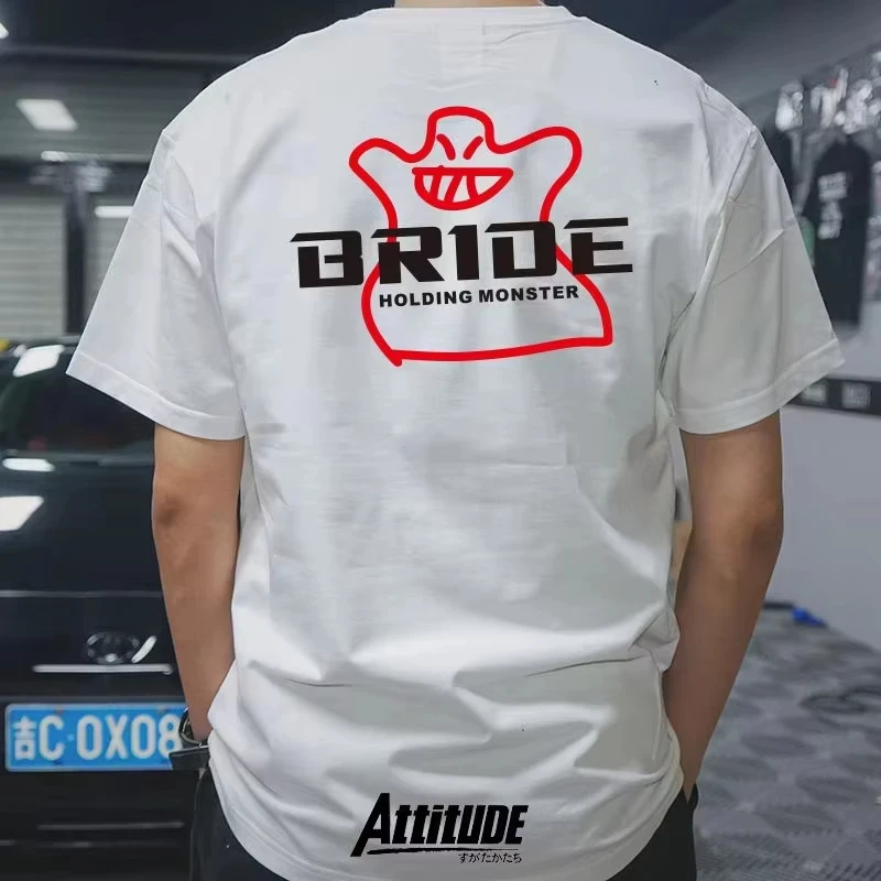Summer Japan JDM Modified Car BRIDE Sport Seat Racing Bucket Chair Men and Women's Short Sleeve T-shirt Culture Shirt Fashion
