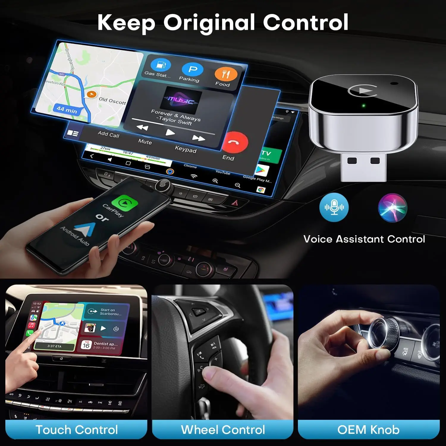 صندوق Carplay سلكي إلى صندوق توصيل آلة Carplay اللاسلكي لآلة Carplay Apple Android اثنين في واحد
