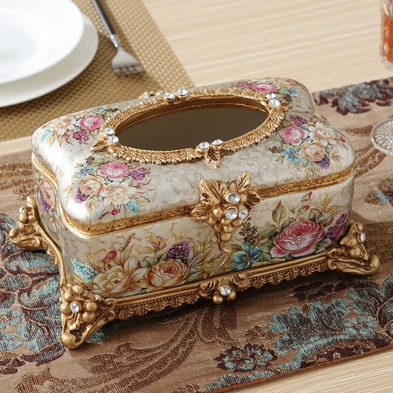 European retro luxury tissue box ornament beautiful creative pumping carton ornament gift