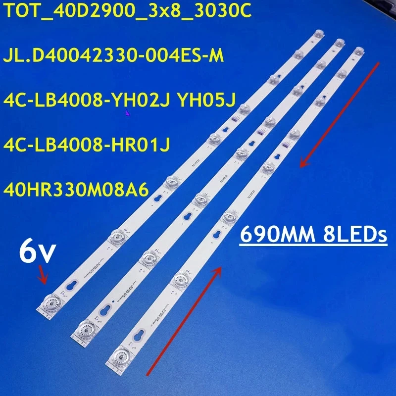 

New 15PCS LED Strip 40D2900 40HR330M08A6 V8 4C-LB4008-YH02J for L40F3301B L40F3303B L40D2900F LED40D2930 L40E5800A-UD L40S4900