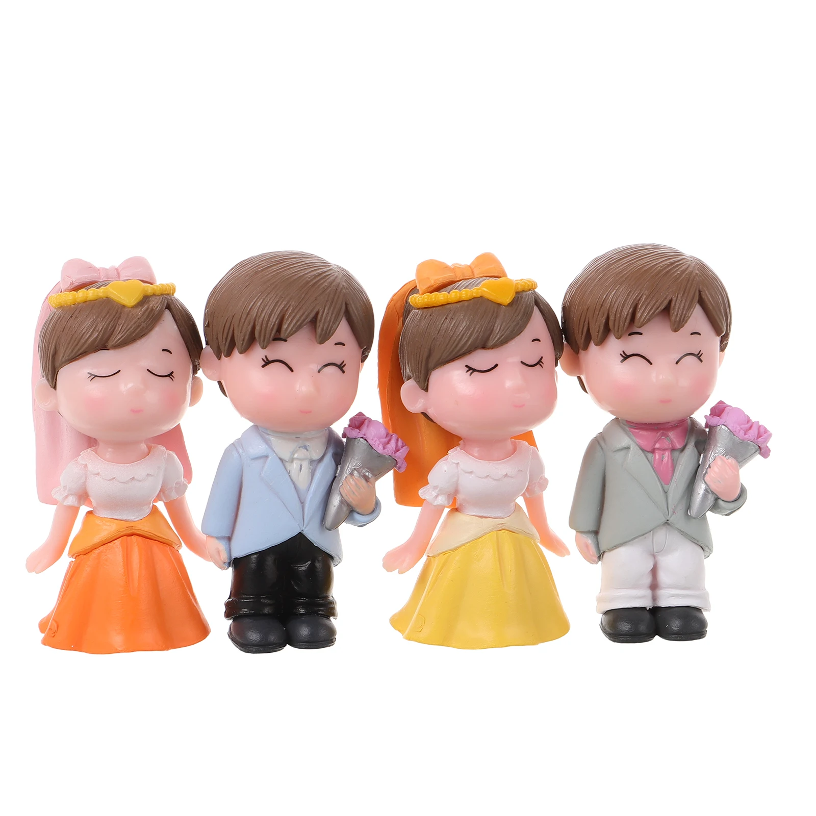 

2 Pairs Bride Groom Cake Toppers Plastic Desktop naments Wedding Decor Small Figurines For Cakes Valentine Party Centerpieces